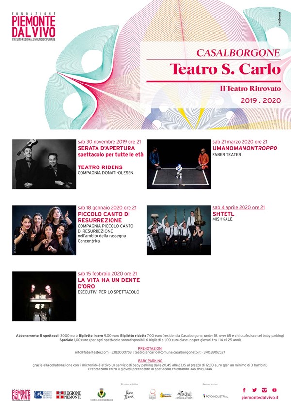 Stagione Teatrale 2019-2020 Al Teatro San Carlo di Casalborgone