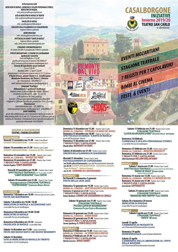 Casalborgone - Iniziative - Inverno 2019/2020